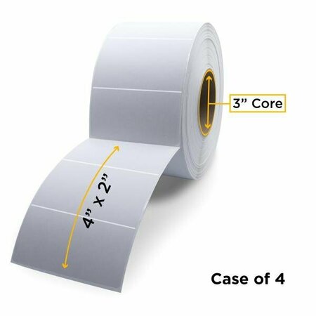 CLOVER Thermal Transfer Label Roll 3.0'' ID x 8.0'' Max OD, 4PK CIGT44020R